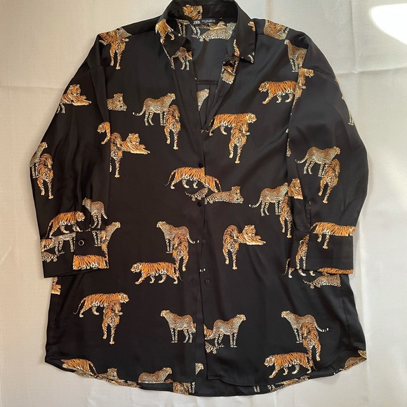 Zara Dresses | Zara Oversized Tiger Shirt Dress | Poshmark